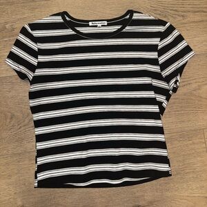 Reformation Black and White Striped Tee